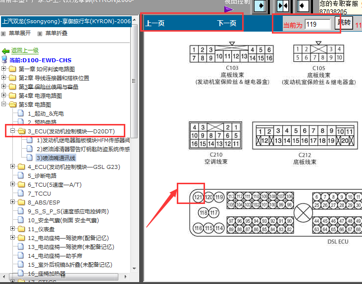 06年双龙享御发动机电脑针脚图