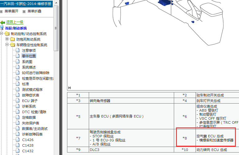 14年丰田卡罗拉横摆率传感器位置