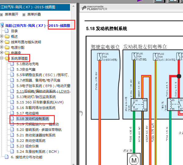15年江铃陆风X7发动机电路图