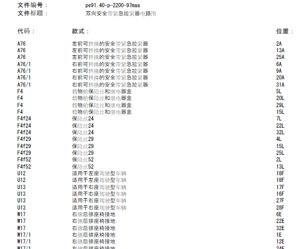 11年奔驰ML350 安全带电路图