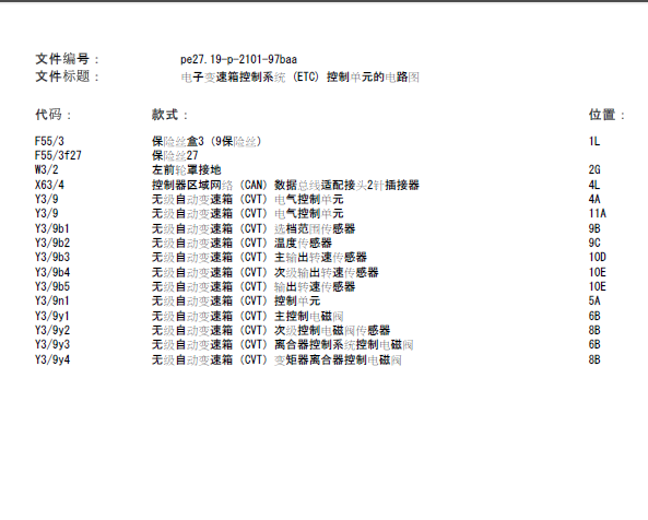 10年奔驰B200 变速箱电路图