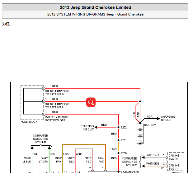 2012年吉普大切洛基发电机电路图