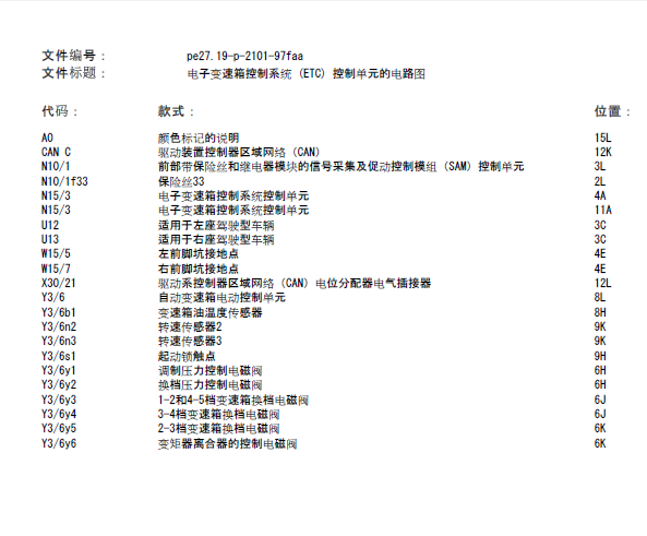 07年奔驰C180变速箱电路图