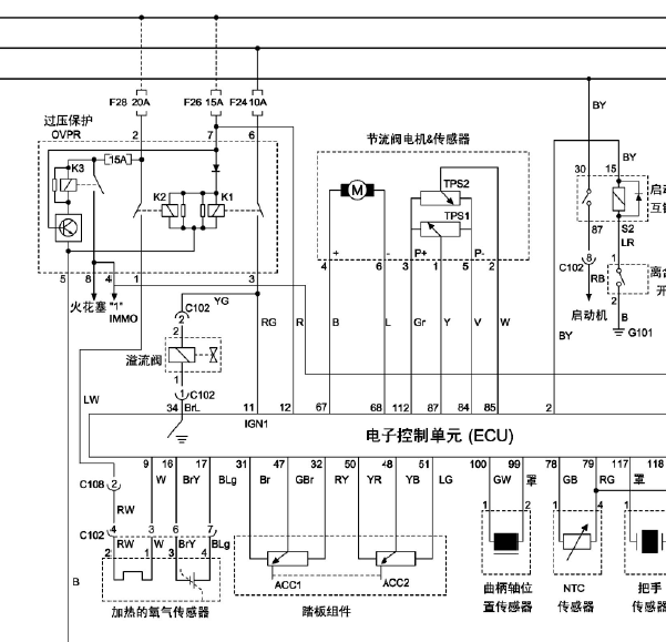 双龙伊思坦纳MB100发动机电路图