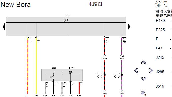 2010年大众宝来天窗电路图