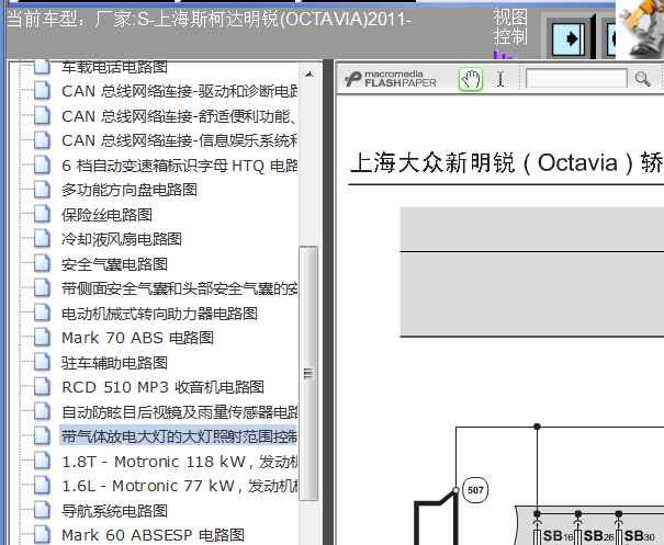 11年斯柯达明锐灯光电路图