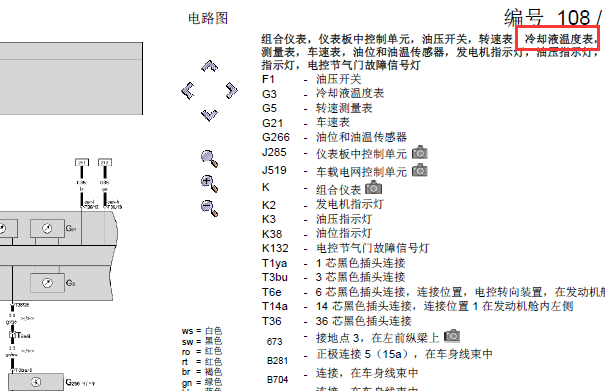 11年迈腾冷却液温度表线路图