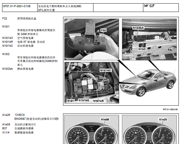 10年奔驰S300 发动机元件位置