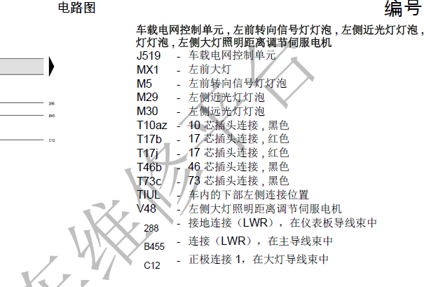17年迈腾外部分灯光线路图