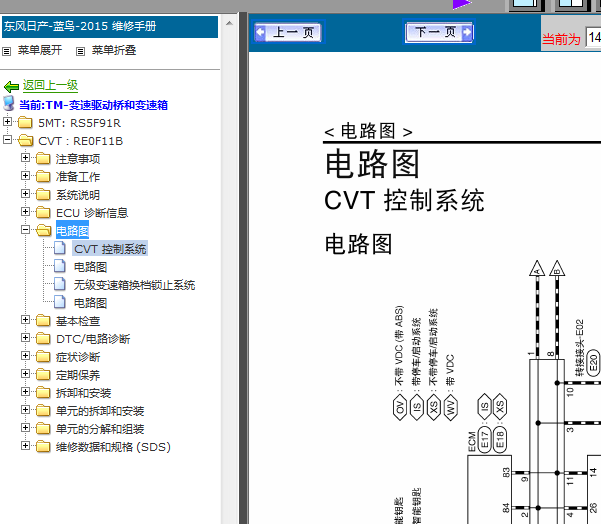 15年日产轩逸变速箱电路图