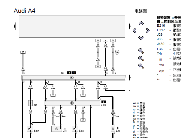 奥迪A4线路图