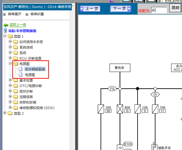 14年尼桑阳光大灯电路图