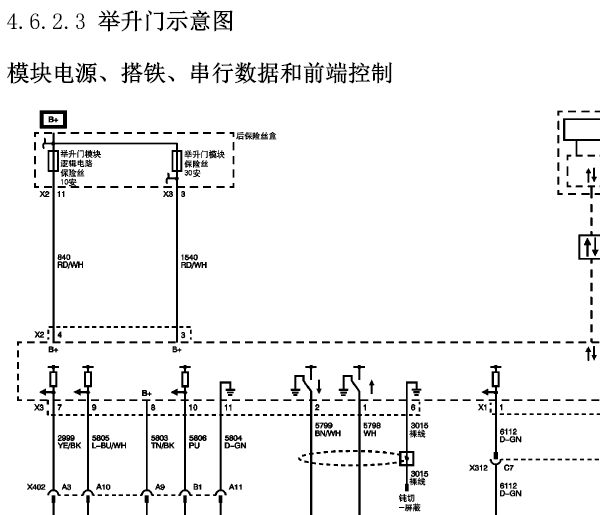 10年凯迪拉克SRX尾门 电路图