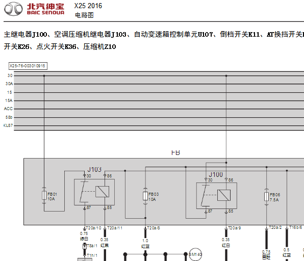 16年绅宝X25发动机线路图