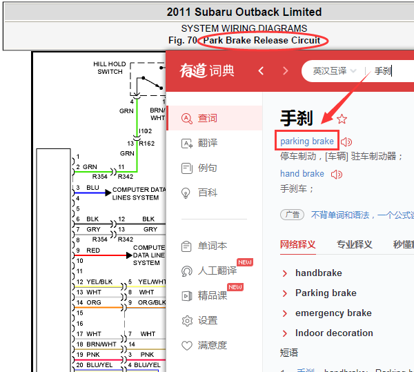 11年斯巴鲁手刹线路图