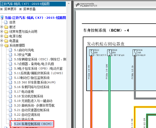 15年陆风X7车身控制模块电路图