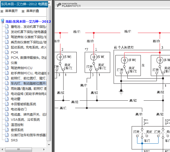 12年艾力绅顶灯线路图