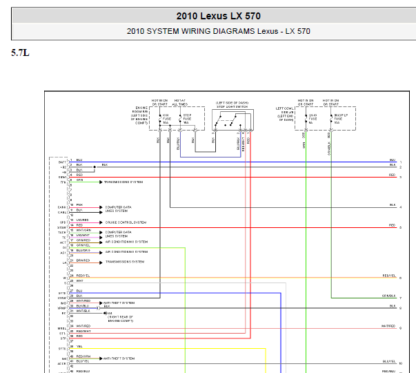 10年凌志LX570发动机电路图