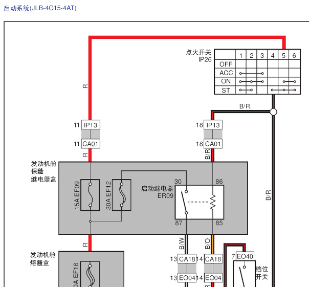 16年吉利金刚启动继电器电路图