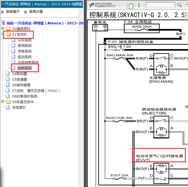14年马自达6发动机电路图