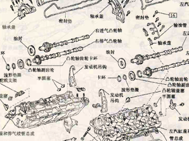 兰德酷路泽2UZ发动机中文版凸轮轴拆装分解图