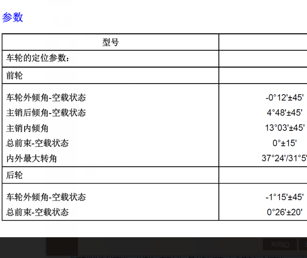 荣威360四轮定位参数