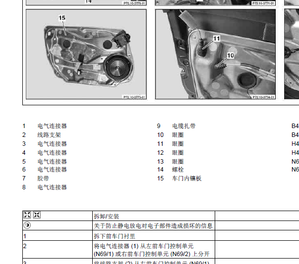 2014年奔驰E26L 前门门板拆装
