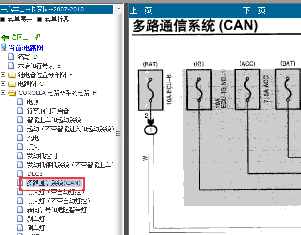 09年花冠1ZR通讯系统电路图