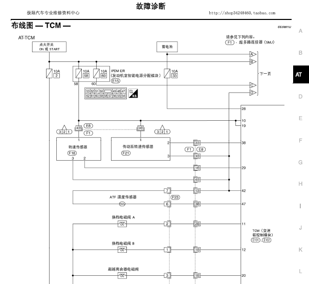 09年日产轩逸4AT变速箱电路图