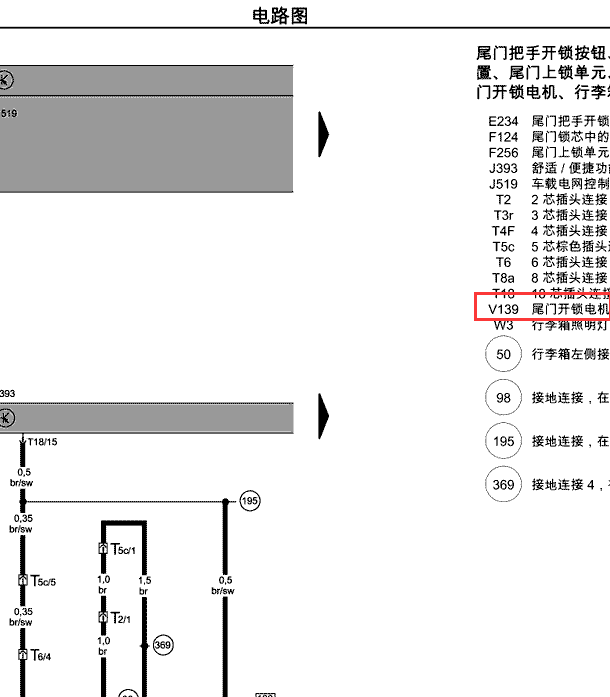 2006年一汽大众速腾油箱盖锁电机控制线路图
