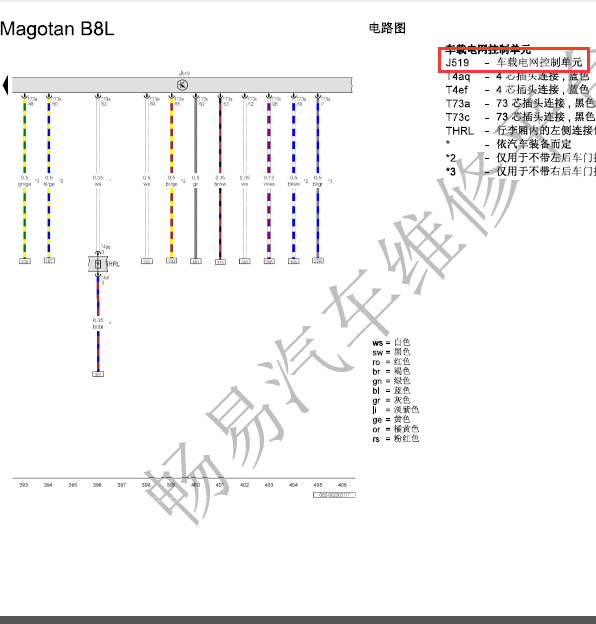 17年B8车载电网控制线路图