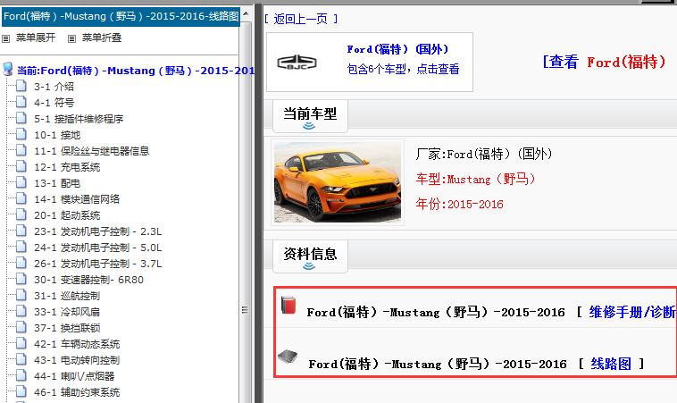 2015-2016福特野马电路图