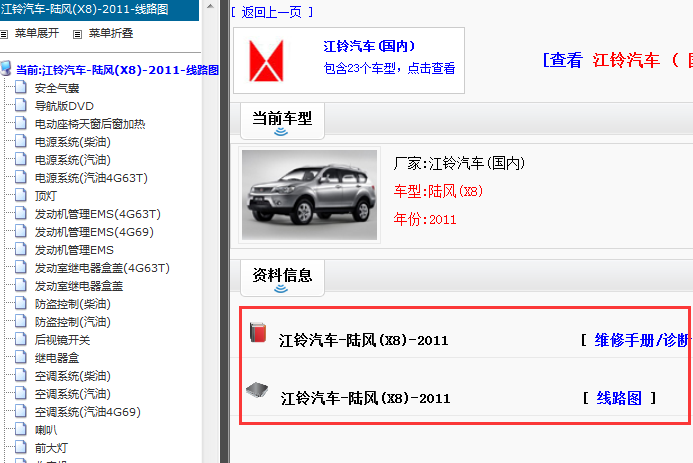2011年陆风X8维修手册和电路图