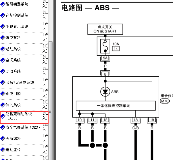 04年日产天籁ABS线路图
