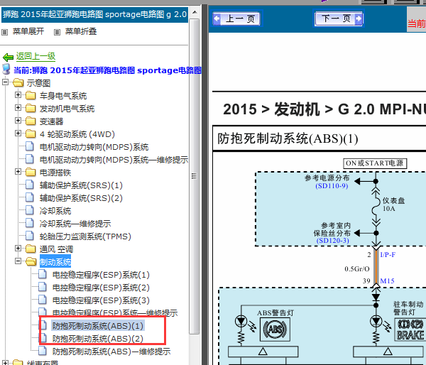15年起亚狮跑ABS电路图