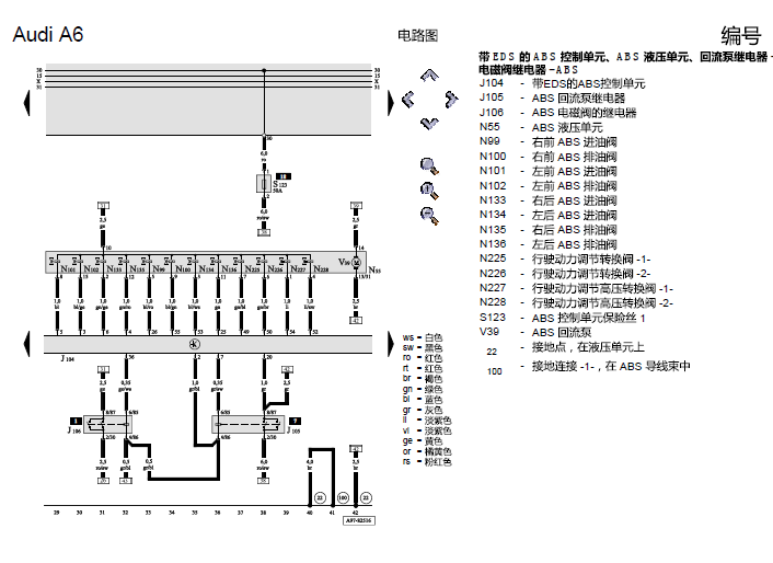 03年奥迪A6  ABS电路图