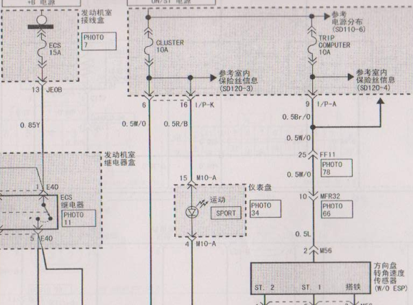 2006年起亚欧菲莱斯转向电路图