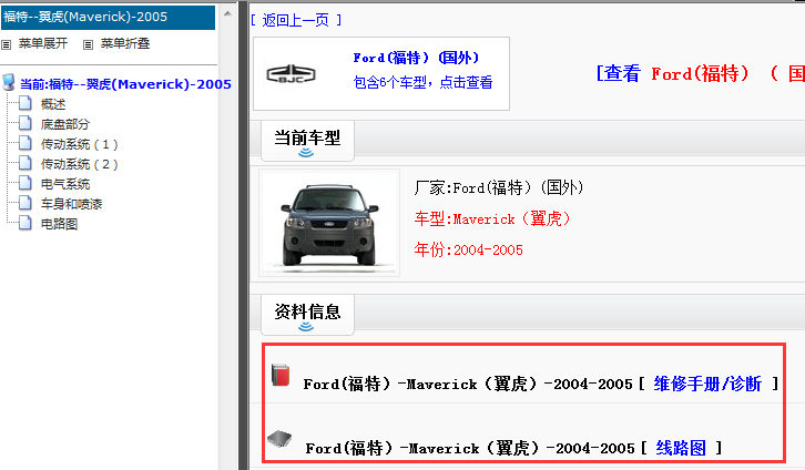2004-2005年福特翼虎维修手册和电路图