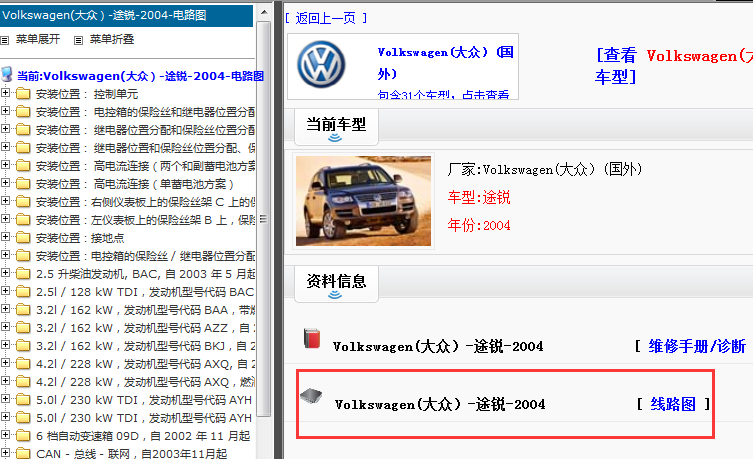 2004年大众途锐电路图