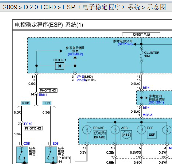 09年起亚佳乐稳定系统电路图