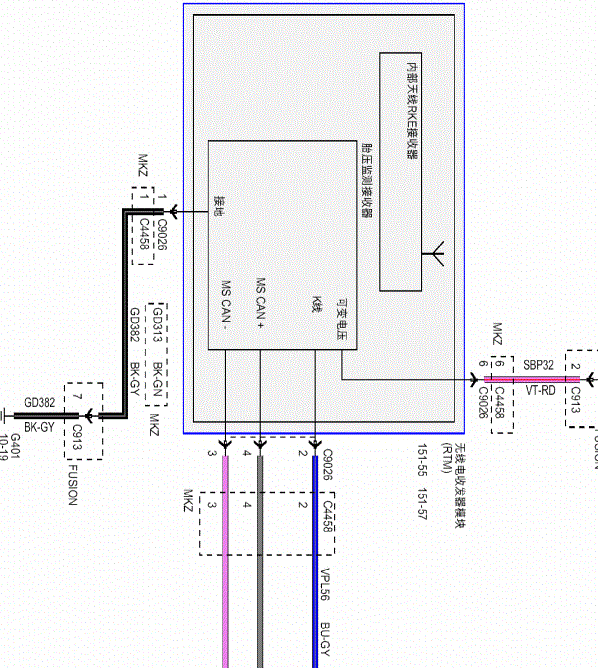 16年林肯MKZ胎压系统线路图