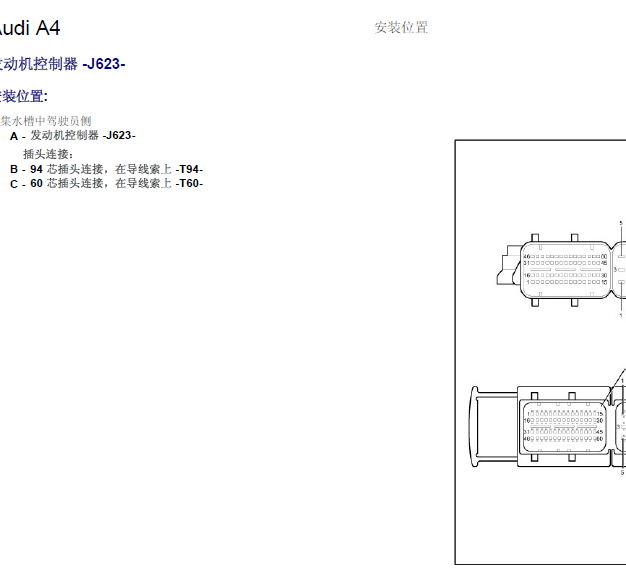 奥迪A4 CDZ 发动机针脚插头