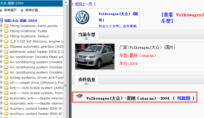 2004年大众夏朗全车电路图