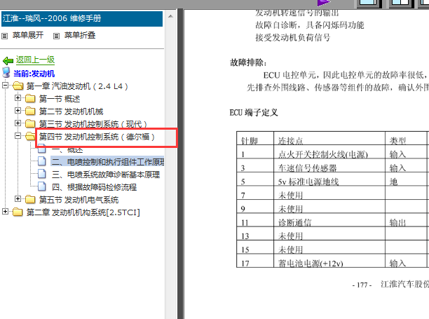 06年江淮瑞风发动机针脚图