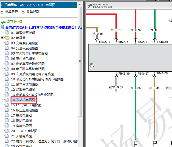 15年传祺GA6发动机电路图