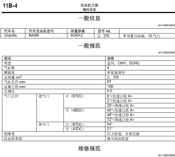 三菱格兰迪发动机维修资料