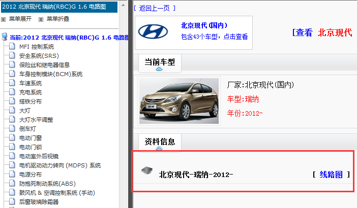 2012年北京现代瑞纳电路图