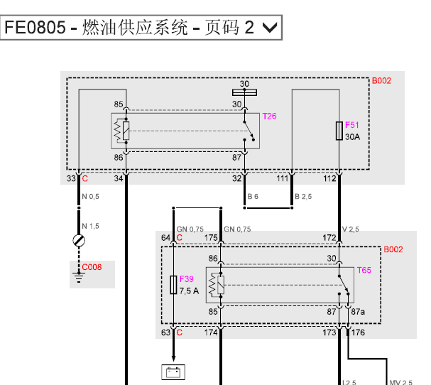 玛莎拉蒂总裁发动机燃油系统电路图