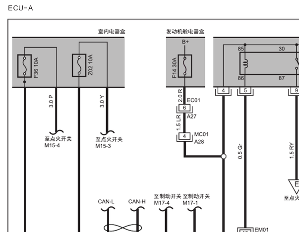 江淮瑞风M5发动机线路图