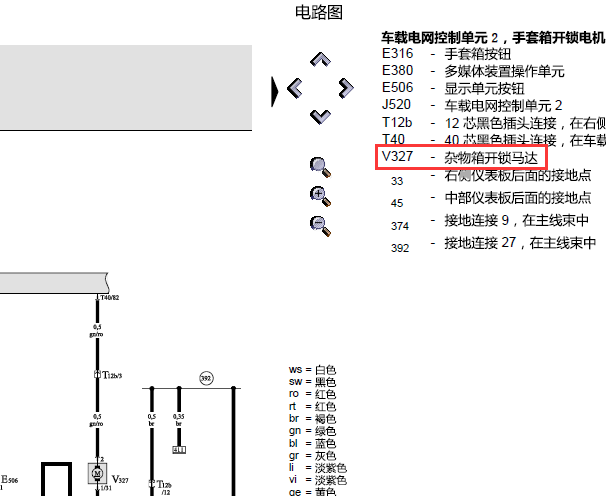 2009年奥迪A6L杂物箱电路图